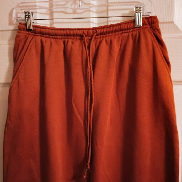 Womens Jennifer Lauren Burnt Orange Sweatpants, L, Hi Rise, Wide Leg, New - Picture 2 of 5